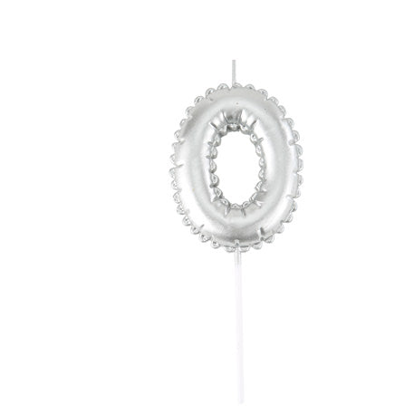 Bougie Chiffre Effet Ballon Argent 8cm Chiffres de 0 à 9