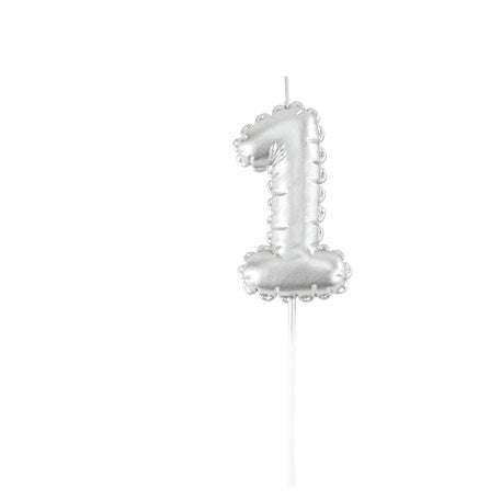 Bougie Chiffre Effet Ballon Argent 8cm Chiffres de 0 à 9