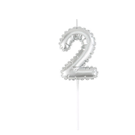 Bougie Chiffre Effet Ballon Argent 8cm Chiffres de 0 à 9