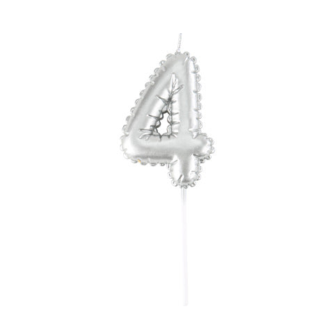 Bougie Chiffre Effet Ballon Argent 8cm Chiffres de 0 à 9