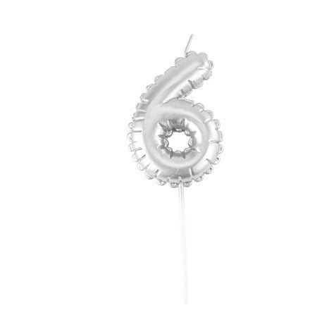 Bougie Chiffre Effet Ballon Argent 8cm Chiffres de 0 à 9