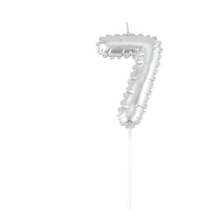 Bougie Chiffre Effet Ballon Argent 8cm Chiffres de 0 à 9