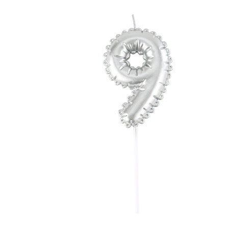 Bougie Chiffre Effet Ballon Argent 8cm Chiffres de 0 à 9