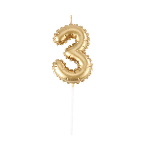 Bougie Chiffre Effet Ballon Or 8cm Chiffres de 0 à 9
