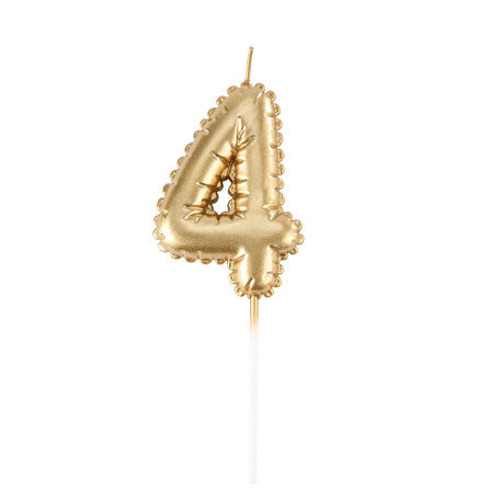 Bougie Chiffre Effet Ballon Or 8cm Chiffres de 0 à 9