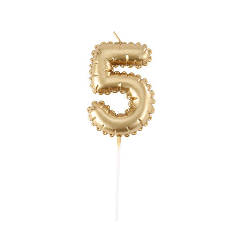 Bougie Chiffre Effet Ballon Or 8cm Chiffres de 0 à 9