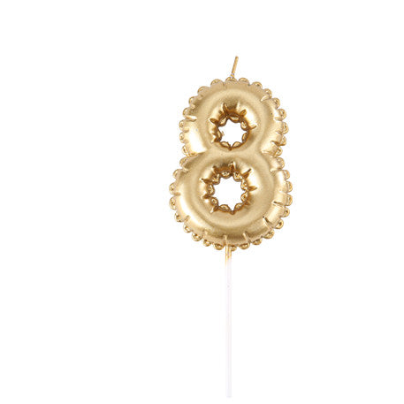 Bougie Chiffre Effet Ballon Or 8cm Chiffres de 0 à 9