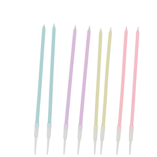 8 Bougies Géantes - Bleu, Lilas, Jaune et Rose 15cm