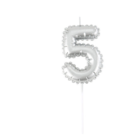 Bougie Chiffre  Effet Ballon Argent 8cm Chiffres de 0 à 9