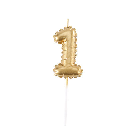 Bougie Chiffre  Effet Ballon Or 8cm Chiffres de 0 à 9