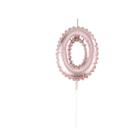 Bougie Chiffre Effet Ballon Rose Gold 8cm Chiffres de 0 à 9