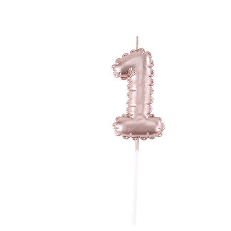 Bougie Chiffre Effet Ballon Rose Gold 8cm Chiffres de 0 à 9