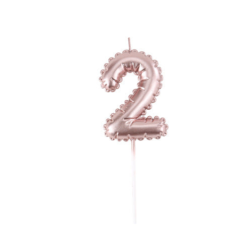 Bougie Chiffre Effet Ballon Rose Gold 8cm Chiffres de 0 à 9