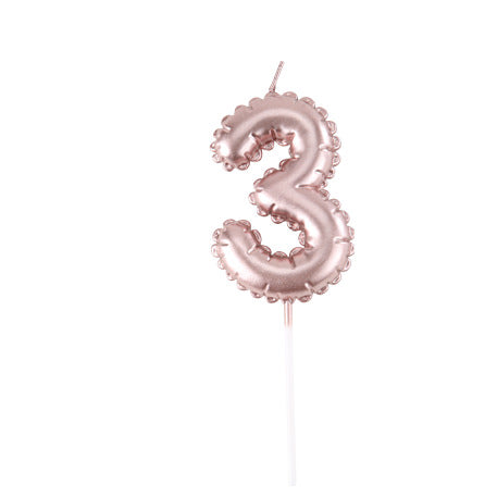 Bougie Chiffre Effet Ballon Rose Gold 8cm Chiffres de 0 à 9