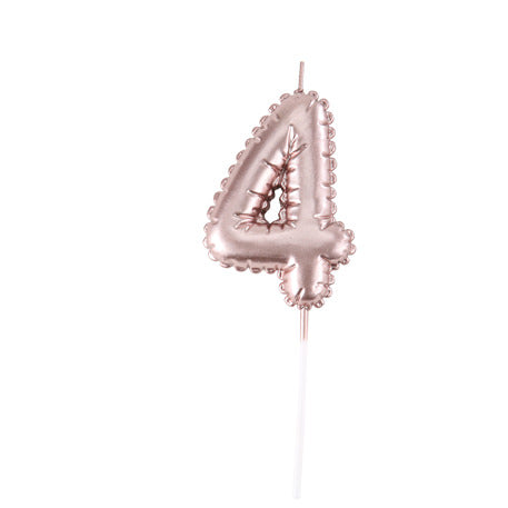 Bougie Chiffre Effet Ballon Rose Gold 8cm Chiffres de 0 à 9