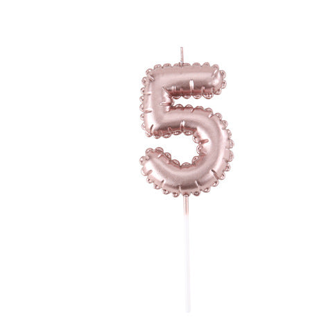 Bougie Chiffre Effet Ballon Rose Gold 8cm Chiffres de 0 à 9