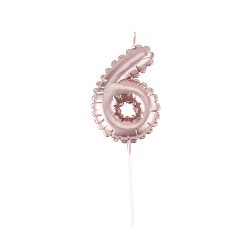 Bougie Chiffre Effet Ballon Rose Gold 8cm Chiffres de 0 à 9