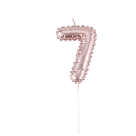 Bougie Chiffre Effet Ballon Rose Gold 8cm Chiffres de 0 à 9