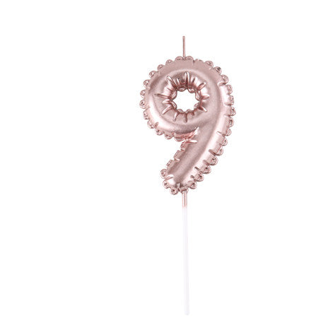 Bougie Chiffre Effet Ballon Rose Gold 8cm Chiffres de 0 à 9