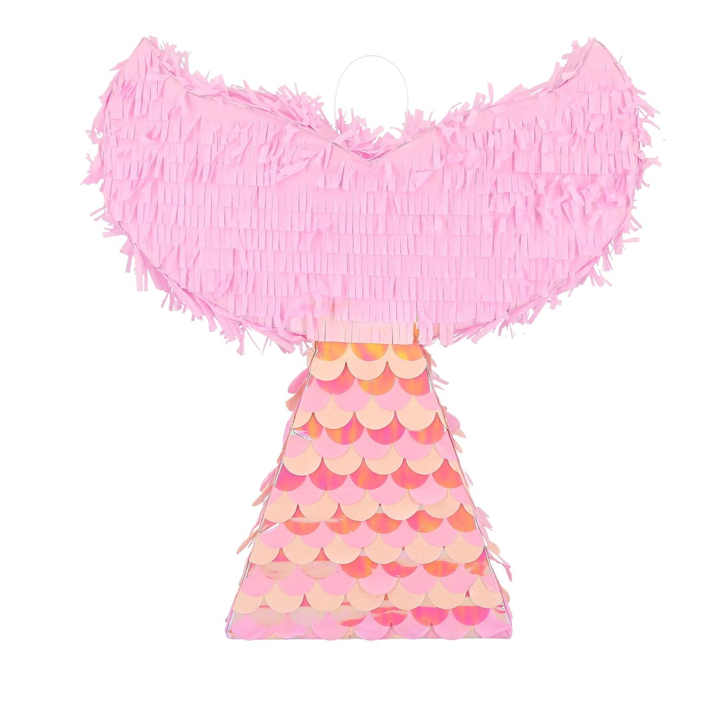 Piñata Queue de Sirène Carton  Rose et Iridescent 40x45x9cm