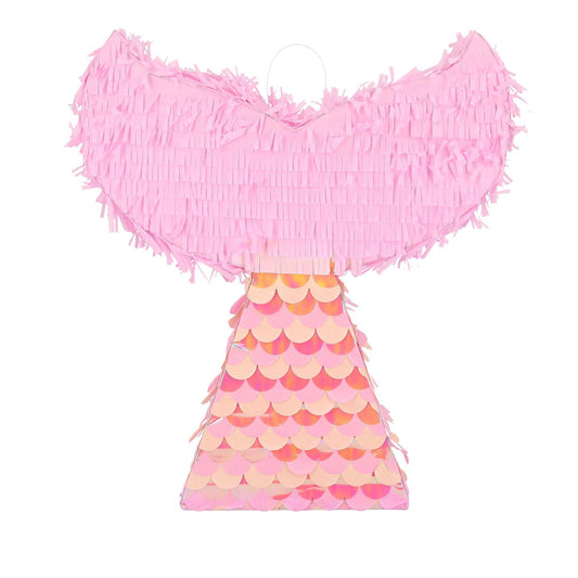 Piñata Queue de Sirène Carton  Rose et Iridescent 40x45x9cm