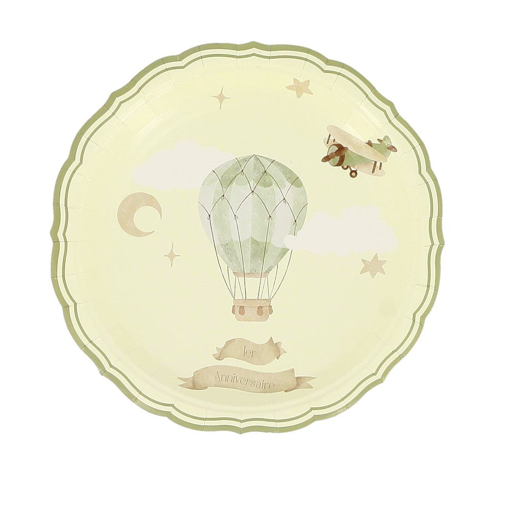 Lot de 6 Bols "Dans les Nuages" – Carton Taupe & Vert Amande Ø13 cm